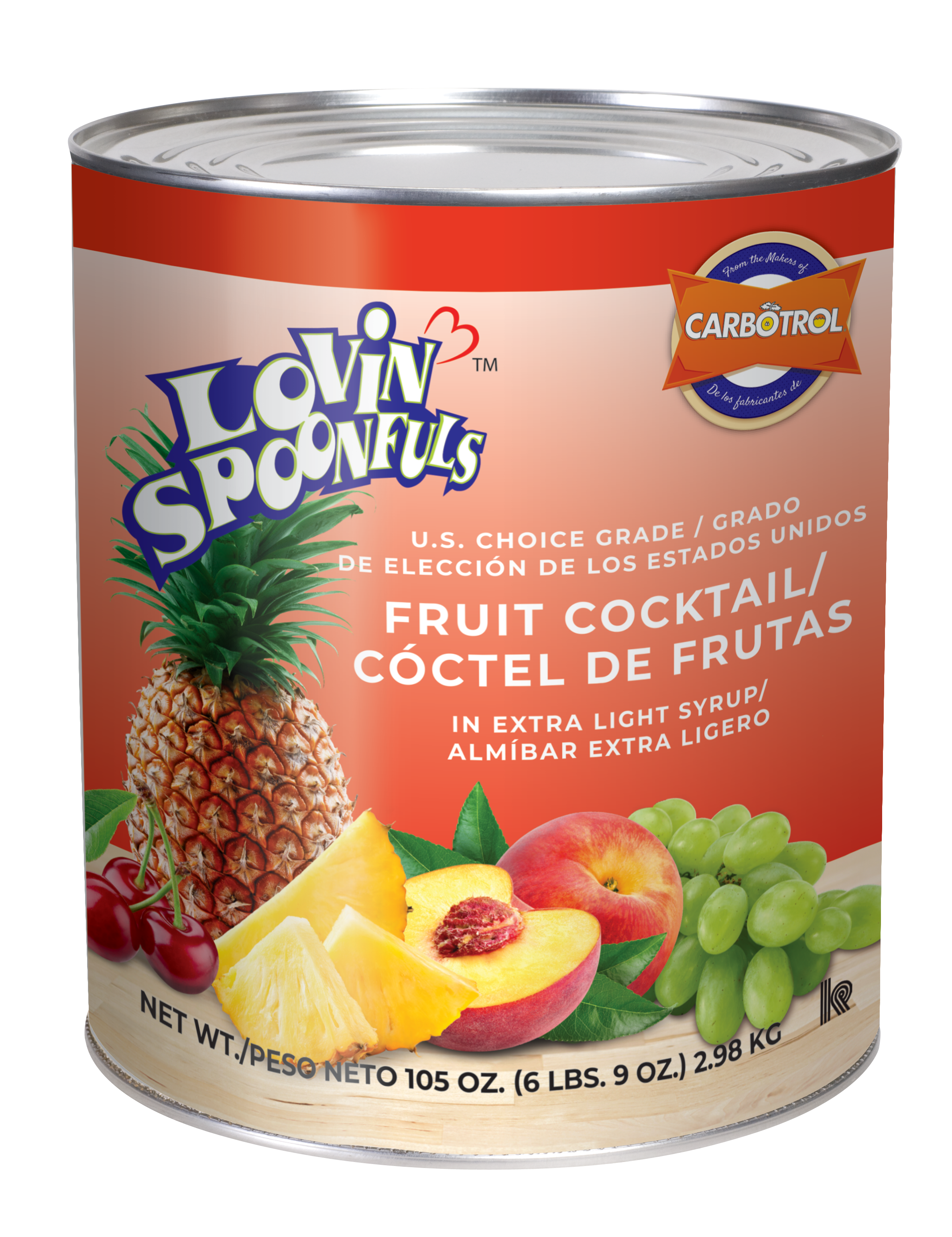 Lovin' Spoonfuls #10 Extra Light Syrup Packed Canned Fruit, Fruit Cocktail (6 - 105oz Cans per Case)